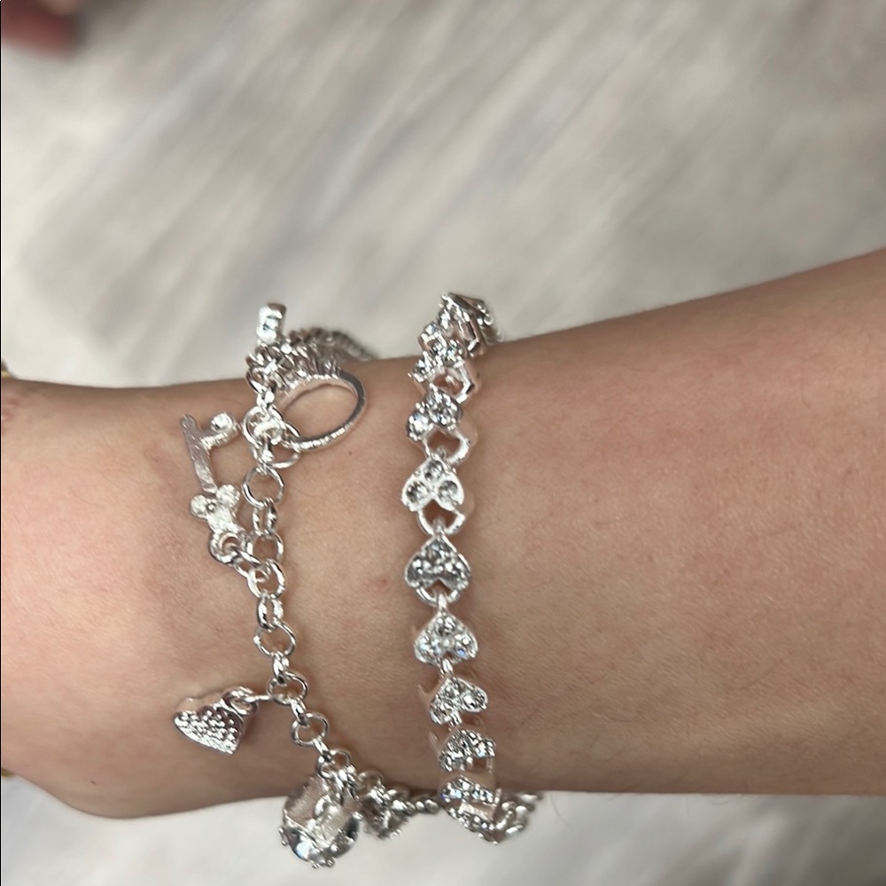 Sterling Silver 925 2 Charm Bracelets - image 4